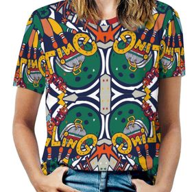 AILLOSA YH-622 Tamamı Baskılı Kısa Kollu Yuvarlak Yaka Kadın T-shirt