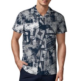 AILLOSA YH-623 3D Baskılı Desen Kısa Kollu Polo Yaka Erkek T-shirt