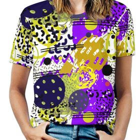 AILLOSA YH-625 Tamamı Baskılı Kısa Kollu Yuvarlak Yaka Kadın T-shirt