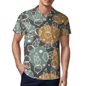 AILLOSA YH-628 3D Baskılı Desen Kısa Kollu Polo Yaka Erkek T-shirt