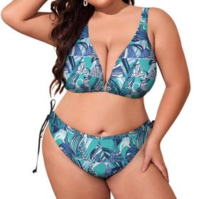 AILLOSA YH-629 Karın Kontrolü İki Parça Büyük Beden Kadın Bikini Seti