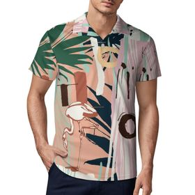 AILLOSA YH-63 3D Baskılı Desen Kısa Kollu Polo Yaka Erkek T-shirt
