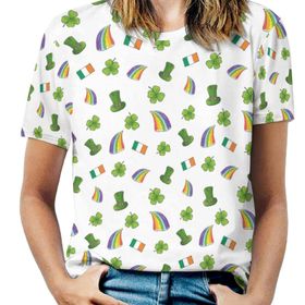 AILLOSA YH-630 Tamamı Baskılı Kısa Kollu Yuvarlak Yaka Kadın T-shirt