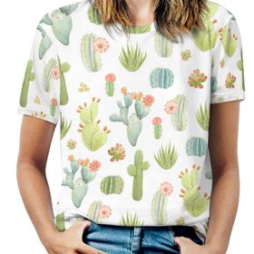 AILLOSA YH-631 Tamamı Baskılı Kısa Kollu Yuvarlak Yaka Kadın T-shirt
