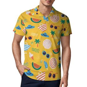 AILLOSA YH-632 3D Baskılı Desen Kısa Kollu Polo Yaka Erkek T-shirt