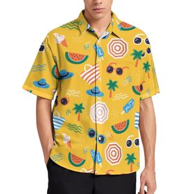 AILLOSA YH-632 Aloha Hawaii 3D Desen Kısa Kollu Erkek Gömlek