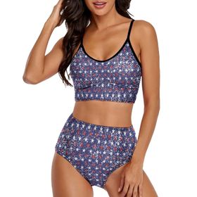 AILLOSA YH-633 Geniş Omuz Askılı Üçgen Bikini Üstü Alçak Bel İki Parça Kadın Bikini Seti