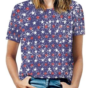AILLOSA YH-633 Tamamı Baskılı Kısa Kollu Yuvarlak Yaka Kadın T-shirt