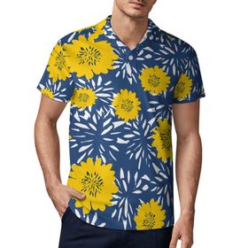 AILLOSA YH-634 3D Baskılı Desen Kısa Kollu Polo Yaka Erkek T-shirt