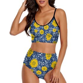AILLOSA YH-634 Geniş Omuz Askılı Üçgen Bikini Üstü Alçak Bel İki Parça Kadın Bikini Seti