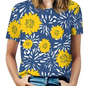 AILLOSA YH-634 Tamamı Baskılı Kısa Kollu Yuvarlak Yaka Kadın T-shirt