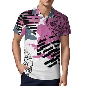 AILLOSA YH-635 3D Baskılı Desen Kısa Kollu Polo Yaka Erkek T-shirt