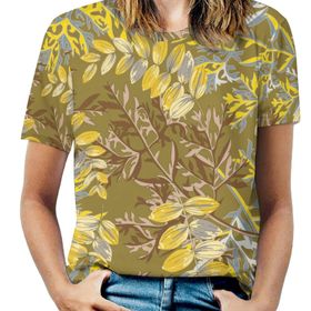 AILLOSA YH-64 Tamamı Baskılı Kısa Kollu Yuvarlak Yaka Kadın T-shirt