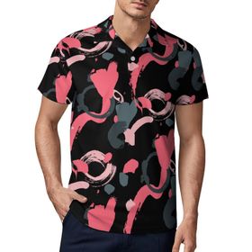 AILLOSA YH-642 3D Baskılı Desen Kısa Kollu Polo Yaka Erkek T-shirt