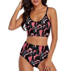 AILLOSA YH-642 Geniş Omuz Askılı Üçgen Bikini Üstü Alçak Bel İki Parça Kadın Bikini Seti