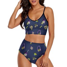 AILLOSA YH-643 Geniş Omuz Askılı Üçgen Bikini Üstü Alçak Bel İki Parça Kadın Bikini Seti