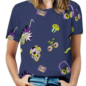 AILLOSA YH-643 Tamamı Baskılı Kısa Kollu Yuvarlak Yaka Kadın T-shirt