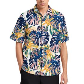 AILLOSA YH-644 Aloha Hawaii 3D Desen Kısa Kollu Erkek Gömlek