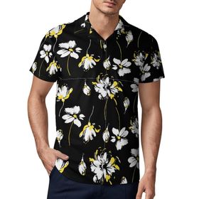 AILLOSA YH-645 3D Baskılı Desen Kısa Kollu Polo Yaka Erkek T-shirt