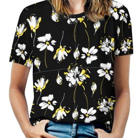 AILLOSA YH-645 Tamamı Baskılı Kısa Kollu Yuvarlak Yaka Kadın T-shirt