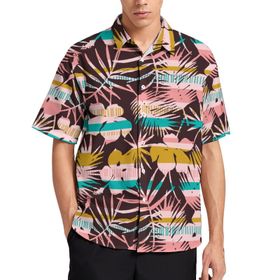 AILLOSA YH-646 Aloha Hawaii 3D Desen Kısa Kollu Erkek Gömlek