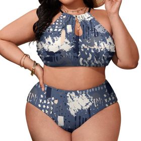 AILLOSA YH-647 Büyük Beden Geniş Askılı Orta Bel Büyük Beden Kadın Bikini Seti