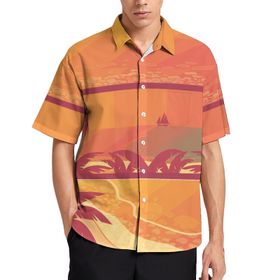 AILLOSA YH-648 Aloha Hawaii 3D Desen Kısa Kollu Erkek Gömlek