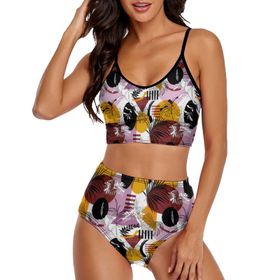 AILLOSA YH-649 Geniş Omuz Askılı Üçgen Bikini Üstü Alçak Bel İki Parça Kadın Bikini Seti