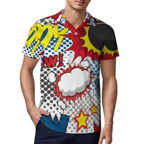 AILLOSA YH-652 3D Baskılı Desen Kısa Kollu Polo Yaka Erkek T-shirt