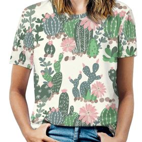 AILLOSA YH-654 Tamamı Baskılı Kısa Kollu Yuvarlak Yaka Kadın T-shirt