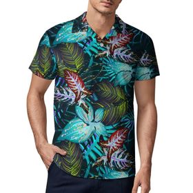 AILLOSA YH-656 3D Baskılı Desen Kısa Kollu Polo Yaka Erkek T-shirt