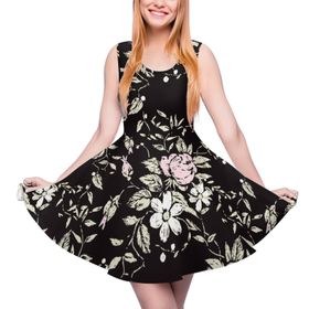 AILLOSA YH-657 Geniş Kenarlı Paten Gündelik Kadın Elbise