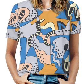 AILLOSA YH-658 Tamamı Baskılı Kısa Kollu Yuvarlak Yaka Kadın T-shirt