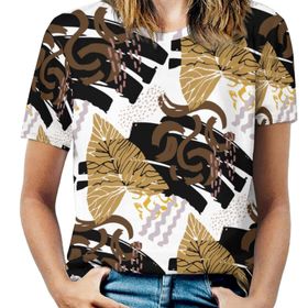 AILLOSA YH-660 Tamamı Baskılı Kısa Kollu Yuvarlak Yaka Kadın T-shirt