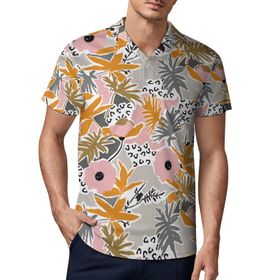 AILLOSA YH-661 3D Baskılı Desen Kısa Kollu Polo Yaka Erkek T-shirt