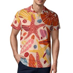 AILLOSA YH-663 3D Baskılı Desen Kısa Kollu Polo Yaka Erkek T-shirt