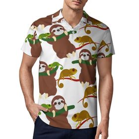 AILLOSA YH-665 3D Baskılı Desen Kısa Kollu Polo Yaka Erkek T-shirt