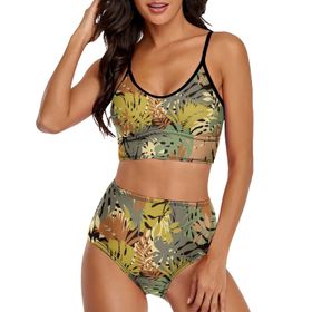 AILLOSA YH-67 Geniş Omuz Askılı Üçgen Bikini Üstü Alçak Bel İki Parça Kadın Bikini Seti