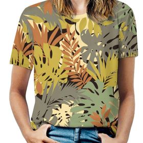 AILLOSA YH-67 Tamamı Baskılı Kısa Kollu Yuvarlak Yaka Kadın T-shirt