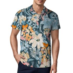 AILLOSA YH-671 3D Baskılı Desen Kısa Kollu Polo Yaka Erkek T-shirt