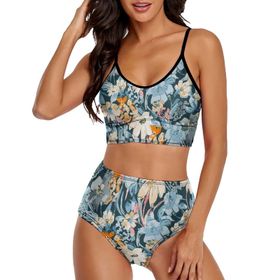 AILLOSA YH-671 Geniş Omuz Askılı Üçgen Bikini Üstü Alçak Bel İki Parça Kadın Bikini Seti