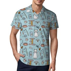 AILLOSA YH-672 3D Baskılı Desen Kısa Kollu Polo Yaka Erkek T-shirt