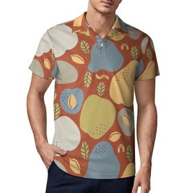AILLOSA YH-674 3D Baskılı Desen Kısa Kollu Polo Yaka Erkek T-shirt