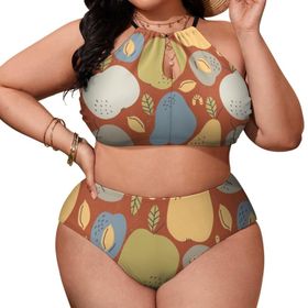 AILLOSA YH-674 Büyük Beden Geniş Askılı Orta Bel Büyük Beden Kadın Bikini Seti