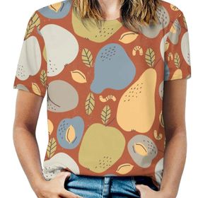AILLOSA YH-674 Tamamı Baskılı Kısa Kollu Yuvarlak Yaka Kadın T-shirt