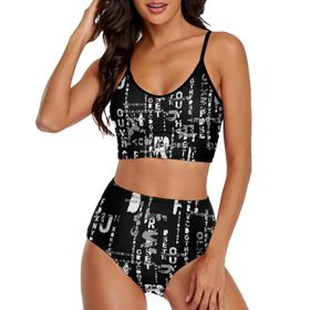 AILLOSA YH-675 Geniş Omuz Askılı Üçgen Bikini Üstü Alçak Bel İki Parça Kadın Bikini Seti