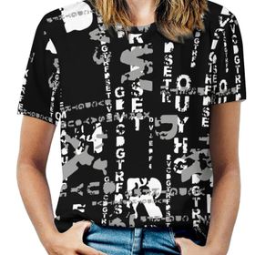 AILLOSA YH-675 Tamamı Baskılı Kısa Kollu Yuvarlak Yaka Kadın T-shirt