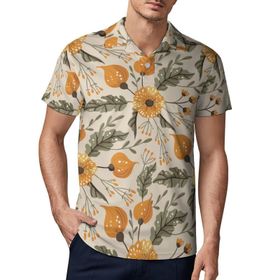 AILLOSA YH-677 3D Baskılı Desen Kısa Kollu Polo Yaka Erkek T-shirt