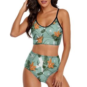 AILLOSA YH-678 Geniş Omuz Askılı Üçgen Bikini Üstü Alçak Bel İki Parça Kadın Bikini Seti
