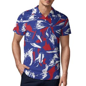 AILLOSA YH-681 3D Baskılı Desen Kısa Kollu Polo Yaka Erkek T-shirt